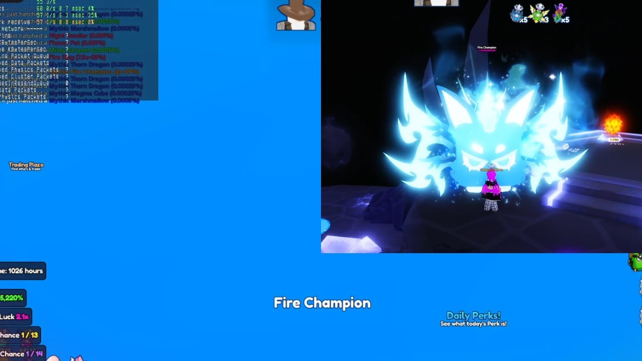Hatching Mythic Fire Champion in Bubble Gum Simulator Infinity (1/50,000,000,000)