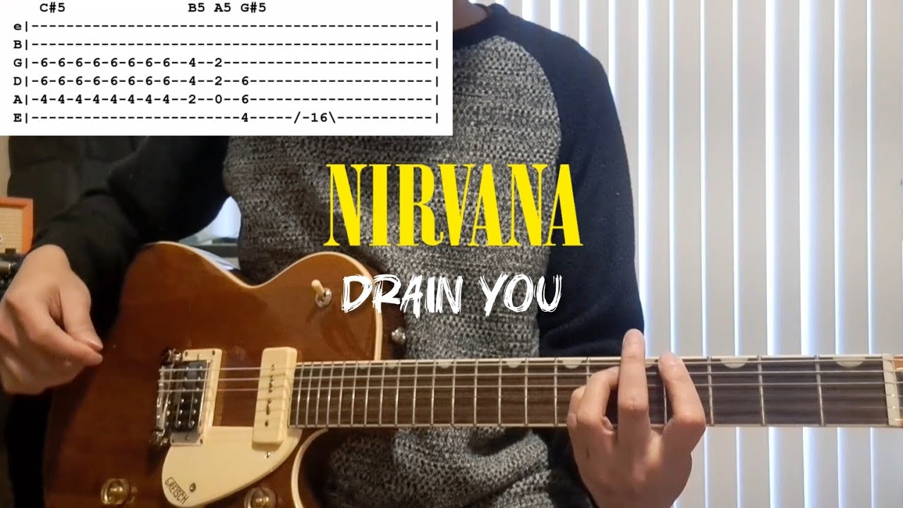Drain You - Nirvana | Guitar Cover w/ Guitar tabs tutorial - YouTube