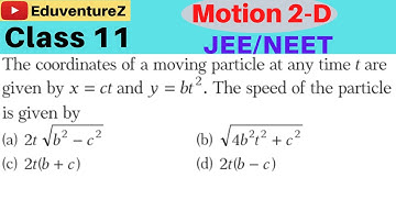 The coordinates of a moving particle at any time t are given by x=ct and y=bt2. The speed of the par