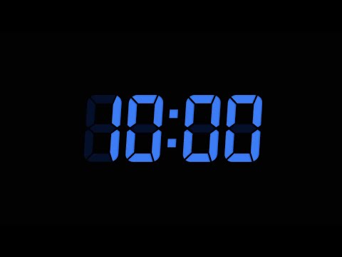 10 Seconds Digital Countdown Timer | Black Background | Blue Text | No Sounds