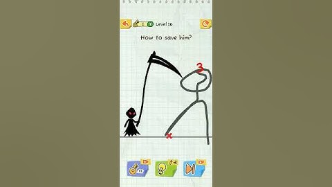 #Draw 2 Save:Stick Man Puzzles  Level 16 Answer very easy tips#