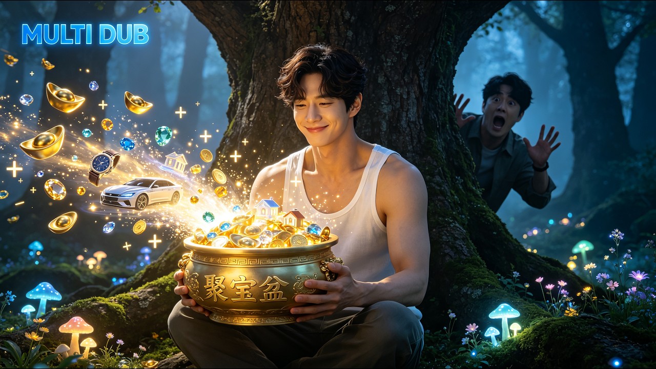 Penniless man gains treasure bowl, copies gold, restores antiques and builds famous shop.
