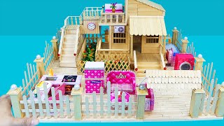 (Satisfying) DIY Miniature Popsicle Sticks House! Building Beautiful Dream House Full Of Furniture