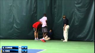 Darian King throws his racket and injures linejudge