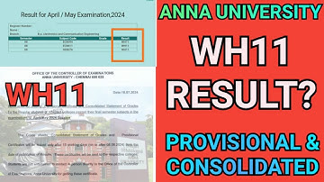 Anna University WH11 Results / Provisional & Consolidated Certificates❓| Engineering Final Semester👍