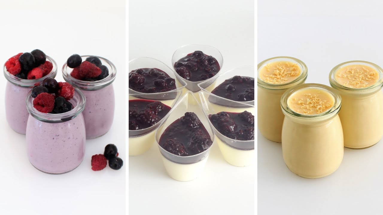 ⁣3 Delicious Flavours of Panna Cotta! Mixed Berry Caramel White Chocolate something for everyone