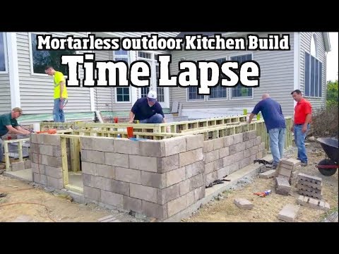 DIY Outdoor kitchen build with Before and After time lapse sponsored by Belgard