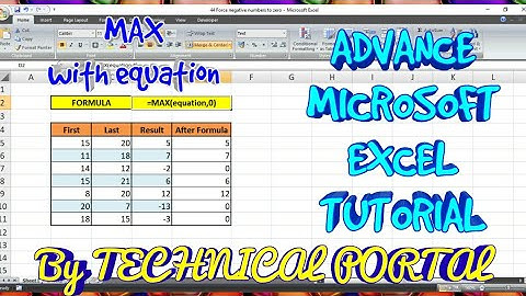 How to use MAX Function in MS Excel Properly || Force negative numbers to zero || #Technical_Portal