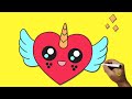 HOW TO DRAW A HEART WITH KAWAII UNICORN WINGS