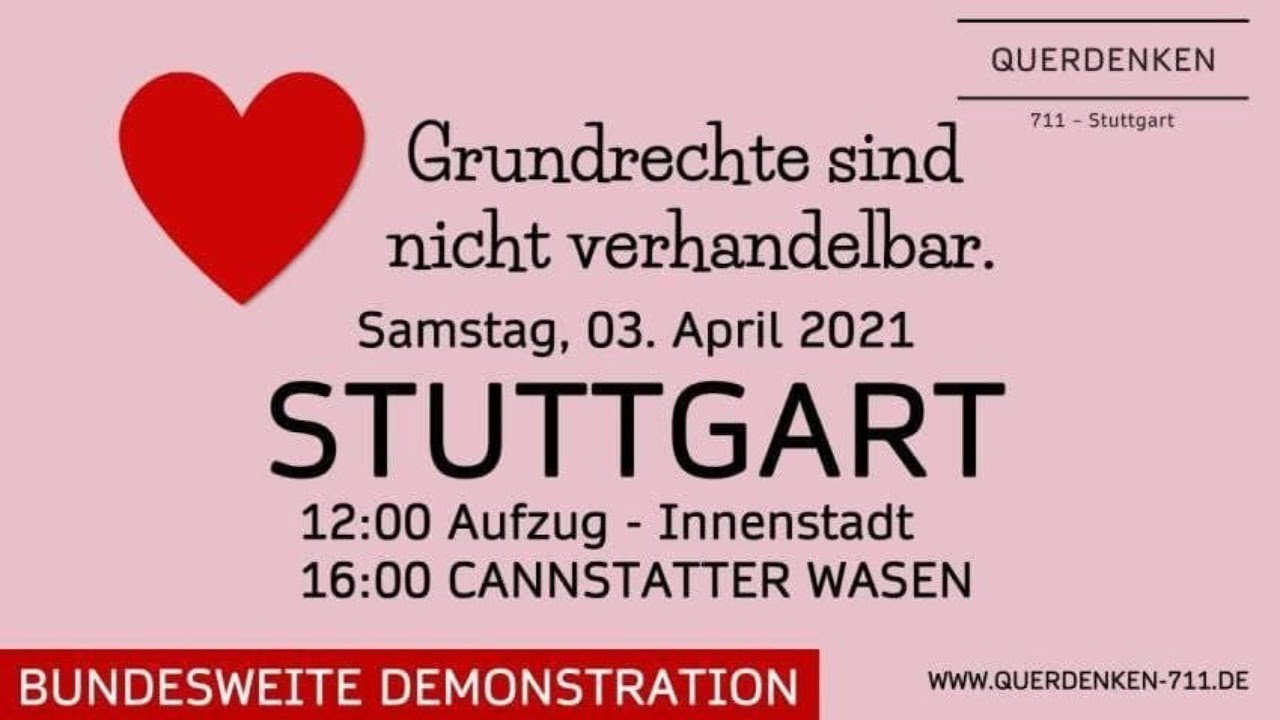 ? Live ab 16 Uhr Querdenken Demo Stuttgart Bad Cannstatt Samstag 03.04.2021 (Beschreibung).