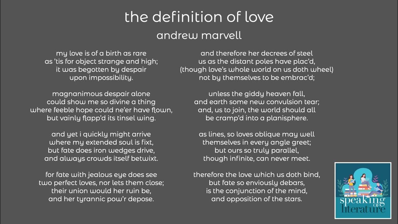 Andrew marvell the definition of love youtube