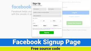 How to create facebook sign up page in html? । Facebook sign up page using html and css. Unique Code