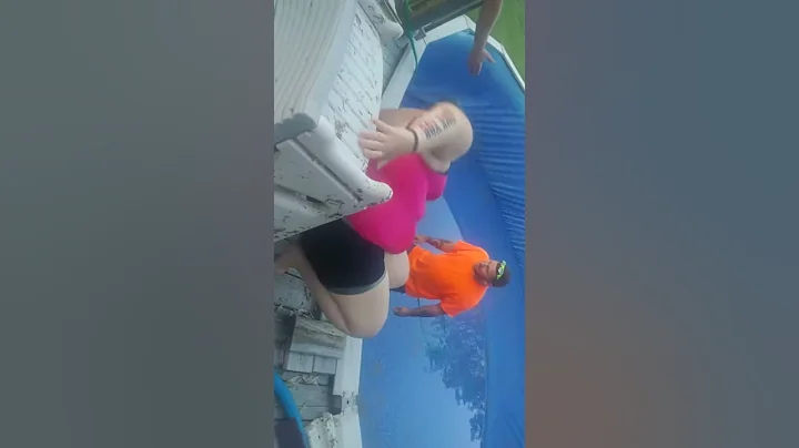 My niece after cleaning the pool