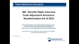 Trade Act Benefits Rights Interview Presentation