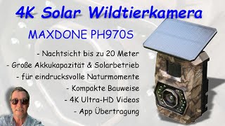 Maxdone Ph970S Wildtierkamera Wildkamera 64Mp Fotos, 4K Ultra-Hd Videos Solarbetrieb
