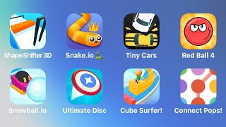 Shape Shifter 3D, Snake.io, Tiny Cars, Red Ball 4, Snowball.io, Ultimate Disc, Cube Surfer screenshot 1