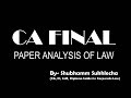Paper analysis for CA Final law (MAY 2017)