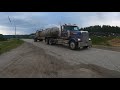 Hauling manure with the tractor trailer truck