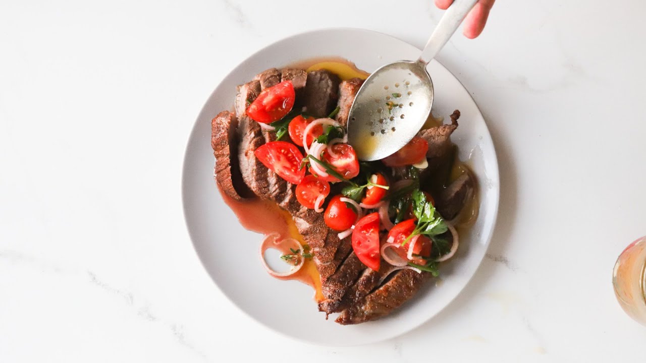 Smoky OvenBaked Flank Steak With Tomato Vinaigrette Recipe YouTube