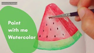 Watermelon Easy Watercolor Painting | Draw and Paint illustration with me