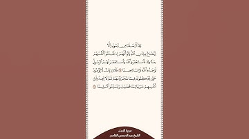 تلاوة في دقيقة سورة النساء الآيات من ٦٤ إلى ٦٥ الشيخ عبدالمحسن القاسم