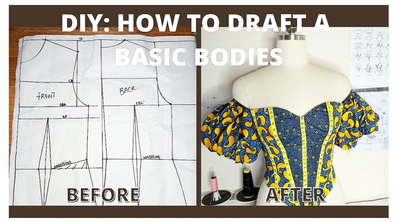 how to draft a basic bodies block pattern (detailed) beginner - YouTube