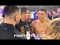 TIM TSZYU CONFRONTED BY MICHAEL ZERAFA SECONDS AFTER KNOCKING OUT MORGAIN IN 1ST ROUND