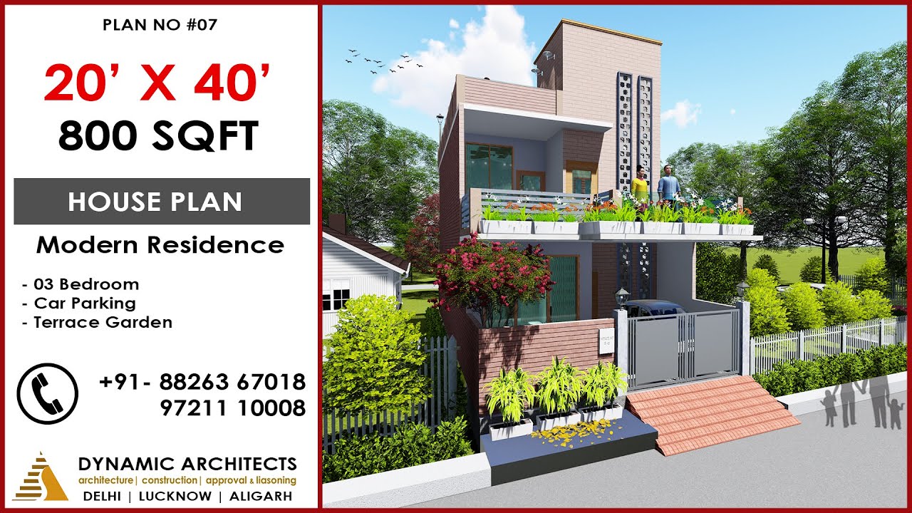 20 x 40 feet, 800 Sqft Small Modern House Plan & Interior Design, with ...