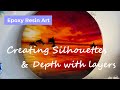 266 - Silhouettes Resin Art Collaboration - Steve McDonald Arts & Crafts Stunning Warm Ocean Sunset