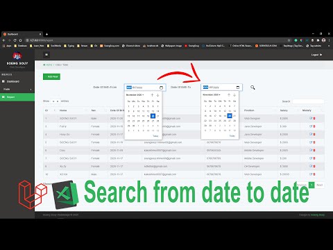 Search with date range in Laravel MySQL