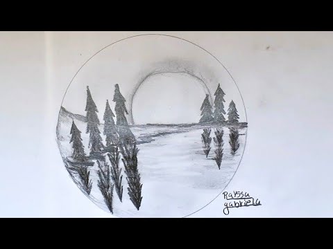 Como desenhar Desenho de paisagem do lado do penhasco - Desenho fácil para  iniciantes com um lápis 