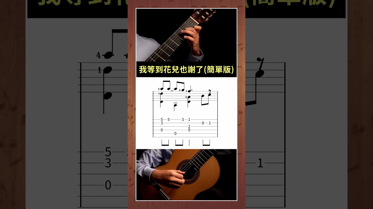 我等到花兒也謝了 吉他獨奏簡單版