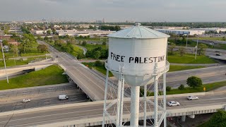 “Free Palestine” Written Again on Water Tower in Detroit