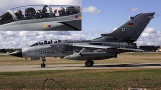 Moment Tornado Jet Pilots Acknowledge Spotters and Put On The Buckets at RAF Waddington