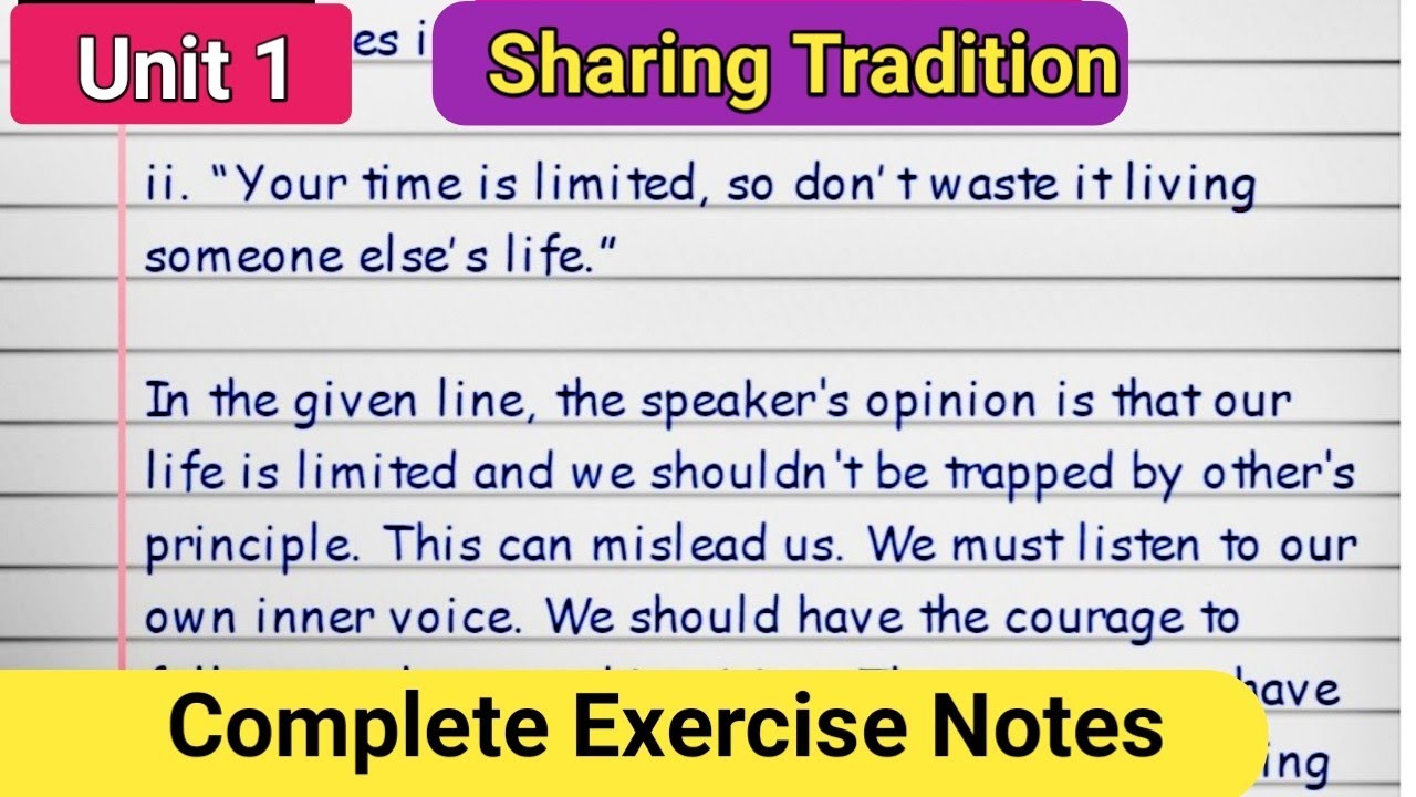 essay sharing tradition class 11 exercise