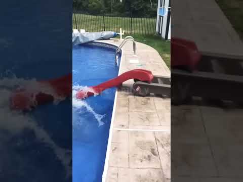 Oops! Woman goes down kids' pool slide and it breaks! 😂🏊‍♀️💦