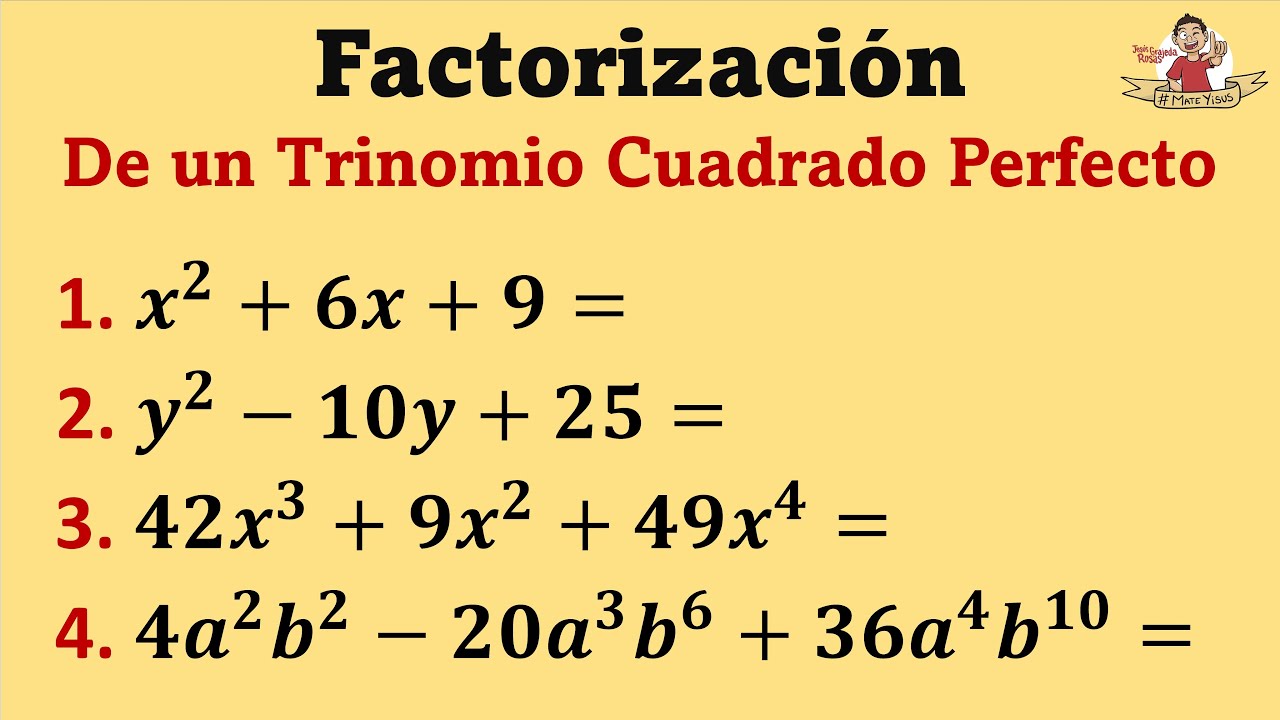 Factorización De Un Trinomio Cuadrado Perfecto Ejercicios Fáciles