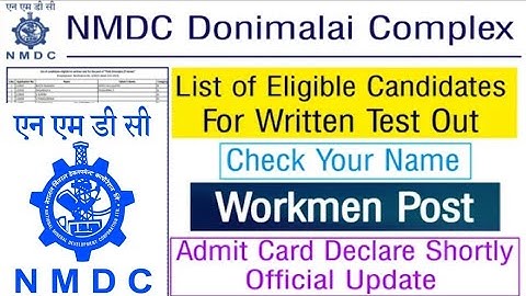 NMDC Donimalai Shortlisted Candidate