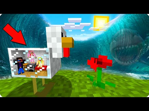 🌊🏠ДОМ ВНУТРИ КУРИЦЫ ПРОТИВ ЦУНАМИ ШЕДИ НУБИК И ДЕВУШКА В МАЙНКРАФТ 100 ТРОЛЛИНГ ЛОВУШКА MINECRAFT