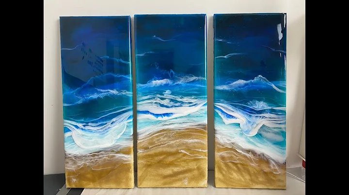 198 - Resin Art Triptych Ocean on Canvas - A fight...