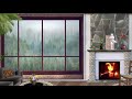 Crackling Fireplace on a Rainy Day: ASMR, Relaxing, Calming, Deep Sleep, Stress Relief, Reading