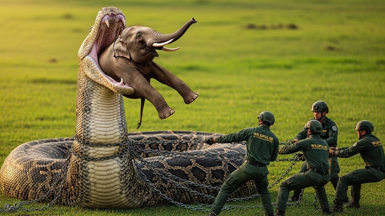 Courageous Animal Rescuers Save Mother Elephant from Deadly Python Trap ...