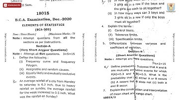 BCA 3RD SEM ELEMENTS OF STATISTICS DEC 2020 | CCSU