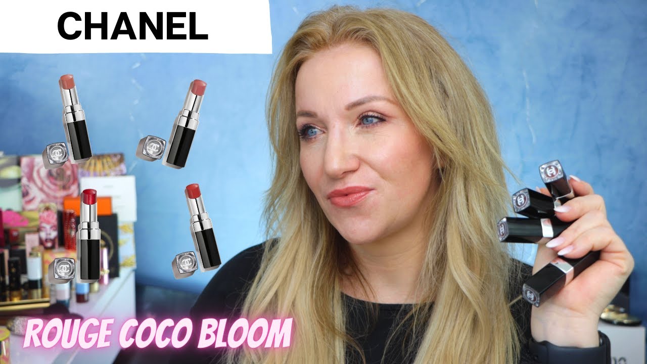 CHANEL ROUGE COCO BLOOM - LIP SWATCHES - 110 CHANCE I 116 DREAM I 134  SUNLIGHT I 140 ALIVE 