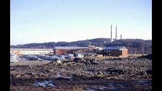 Distansbild från väster, flamman och vattenfall.  Stenungsund Fotografering 1960 - 1965
