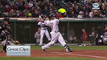 CWS@CLE: Santana hits his third homer in four games