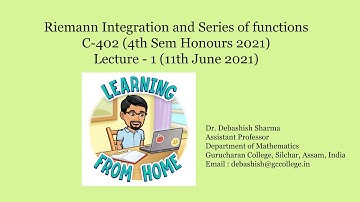 Riemann Integration | Lecture 1 | C402 | 4th Sem Honours 2021