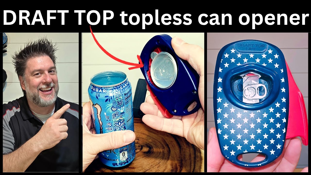 Draft Top universal topless can remover.  Smooth edge aluminum can lid remover.