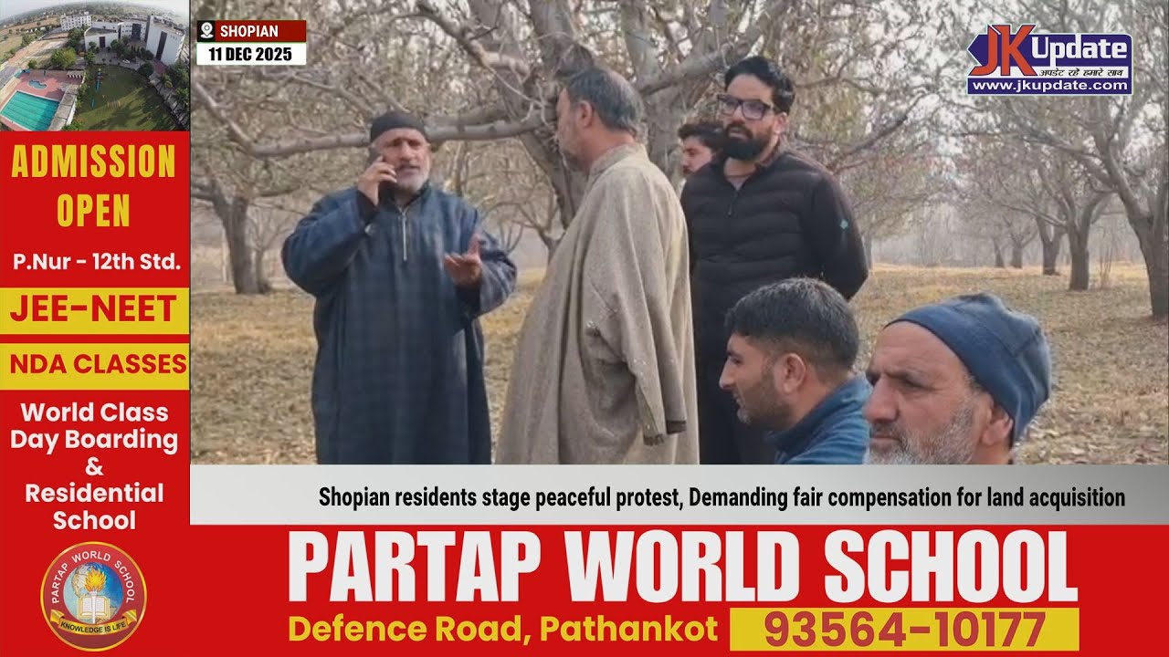 Shopian residents stage peaceful protest, Demanding fair compensation for land acquisition