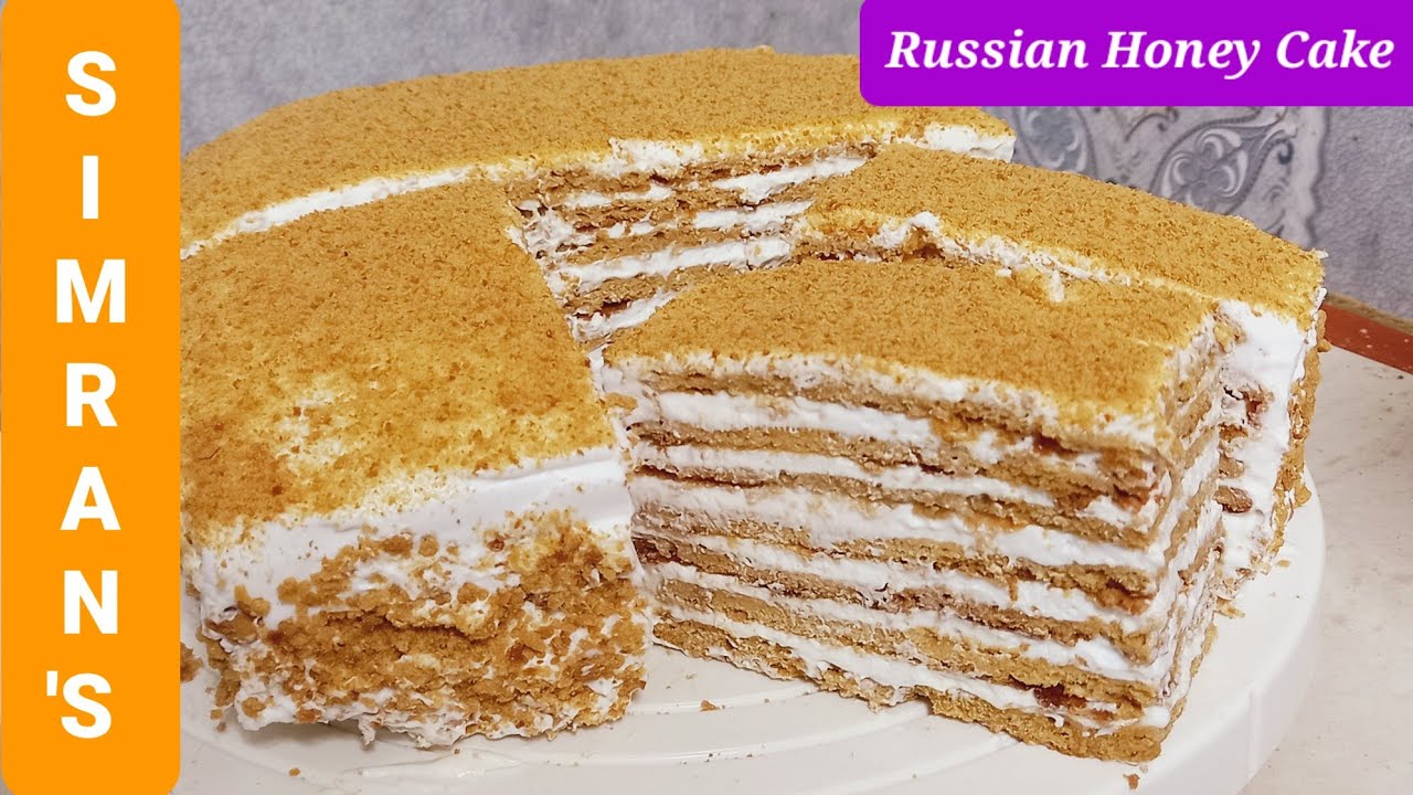 Russian Honey Cake Recipe || Without  Oven Honey Cake Recipe || By Simran's Kitchen.